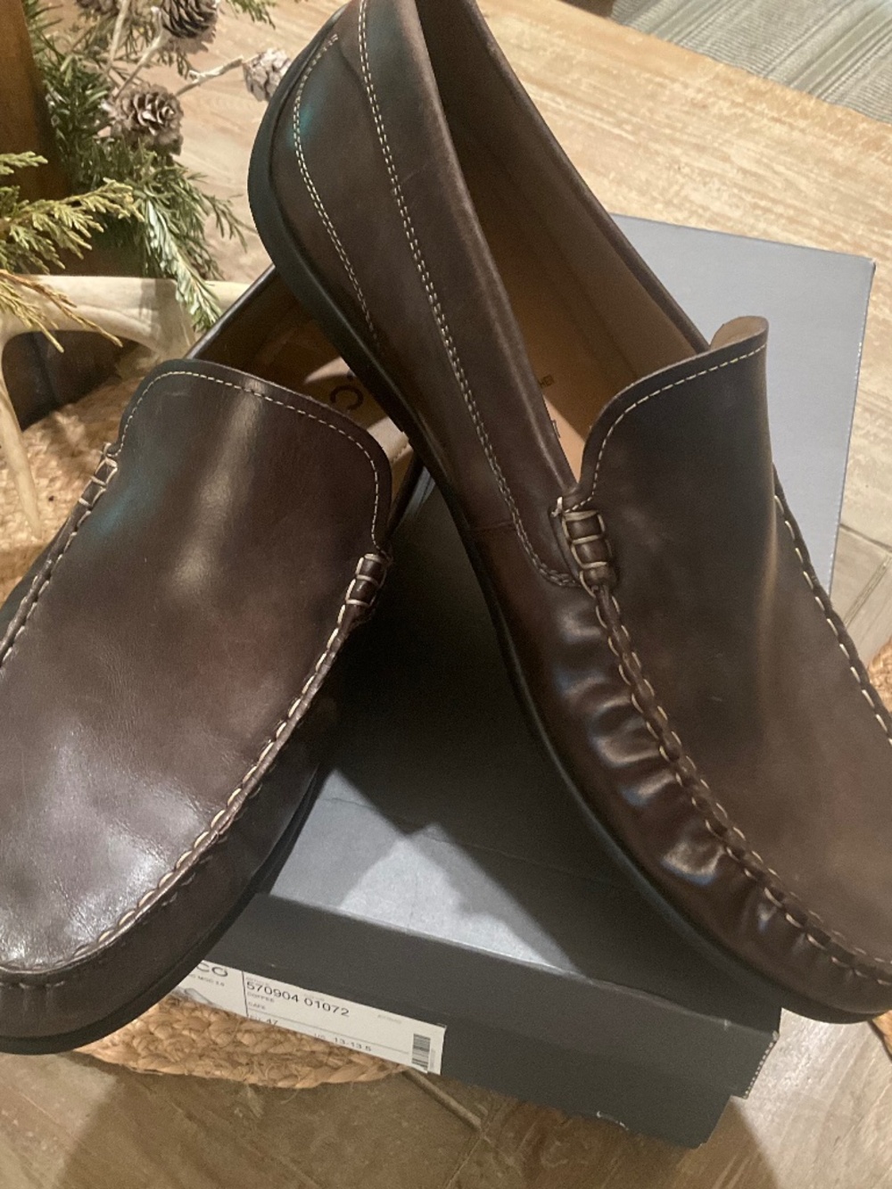 ECCO mens Classic Moc 2.0 Driving Style Loafer Coffee  brown 13-13.5 US NWB